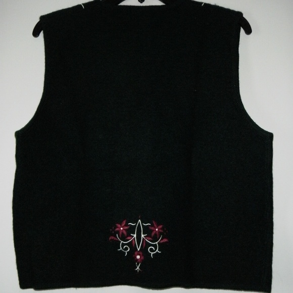 CHRISTOPHER&BANKS Green Wool Embroidered Vest M - Picture 5 of 7